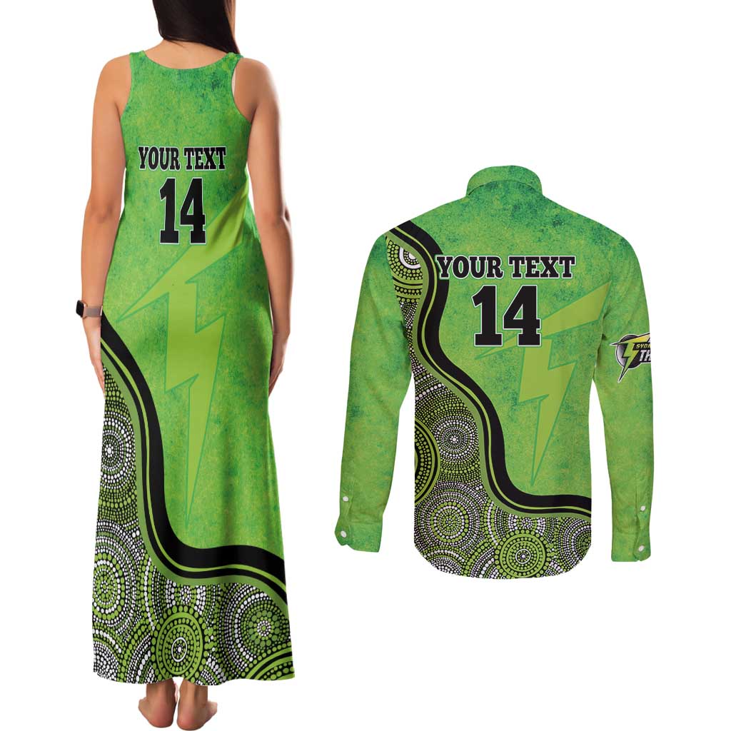 Custom Sydney Thunder Couples Matching Tank Maxi Dress and Long Sleeve Button Shirt Indigenous Art - Grunge Style