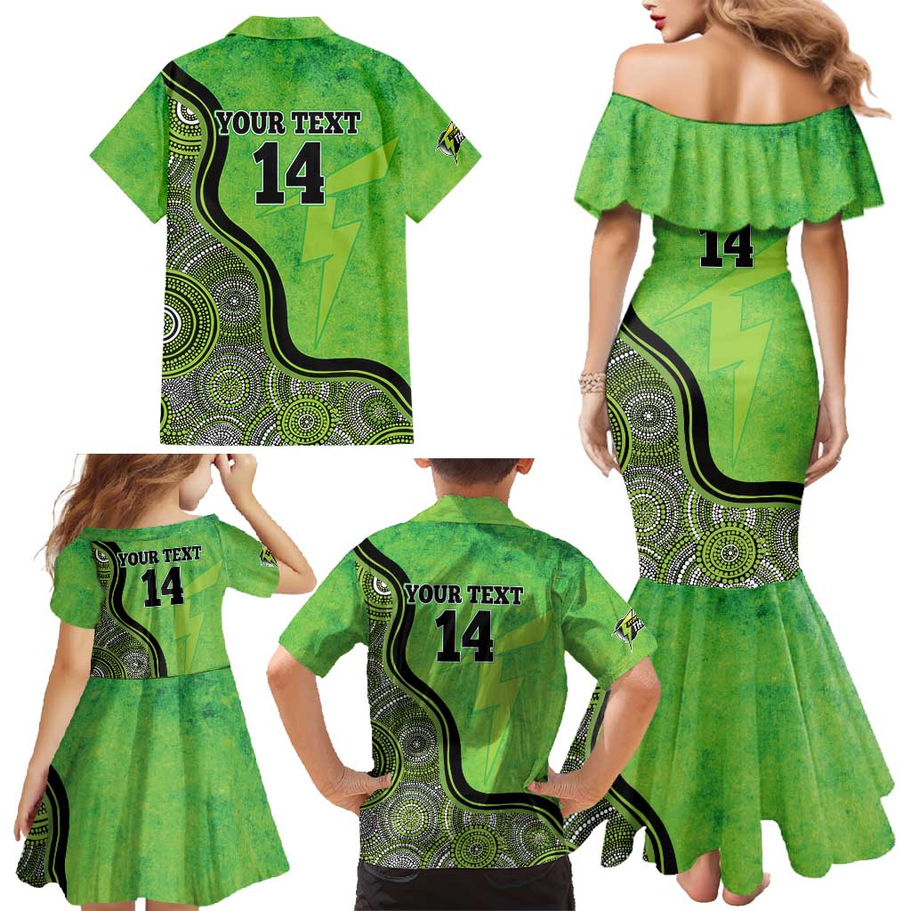 Custom Sydney Thunder Family Matching Mermaid Dress and Hawaiian Shirt Indigenous Art - Grunge Style