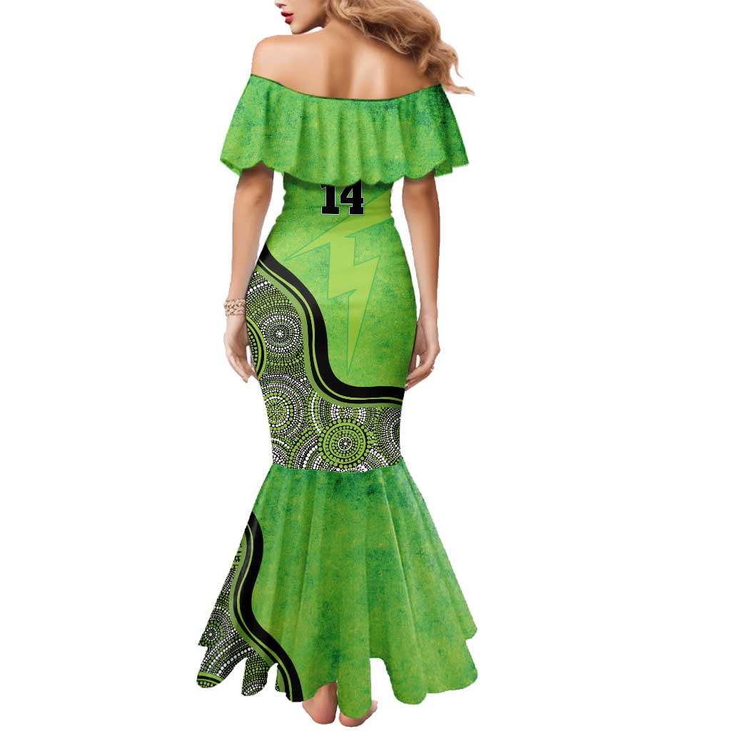 Custom Sydney Thunder Family Matching Mermaid Dress and Hawaiian Shirt Indigenous Art - Grunge Style