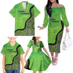 Custom Sydney Thunder Family Matching Off The Shoulder Long Sleeve Dress and Hawaiian Shirt Indigenous Art - Grunge Style