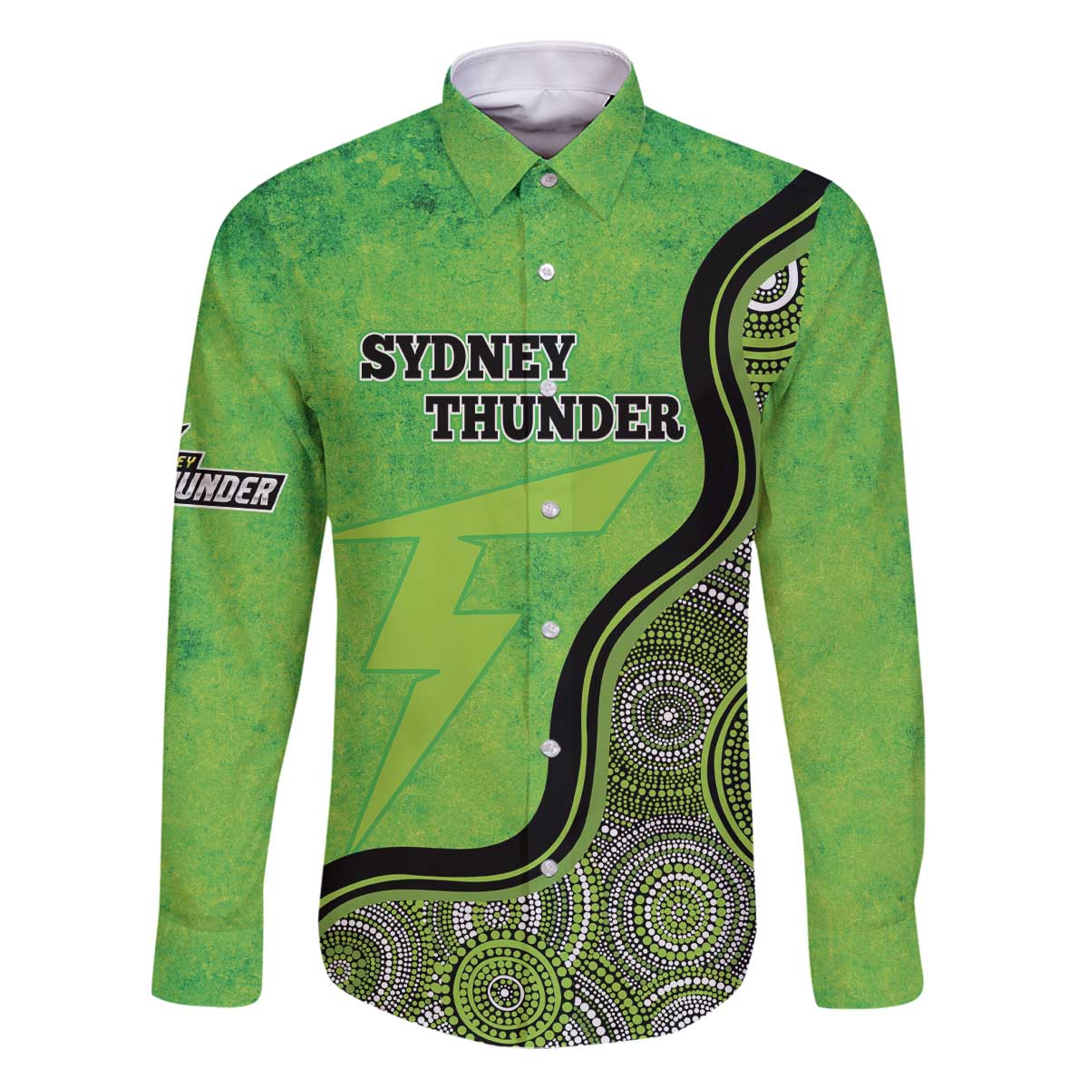 Custom Sydney Thunder Family Matching Off The Shoulder Long Sleeve Dress and Hawaiian Shirt Indigenous Art - Grunge Style