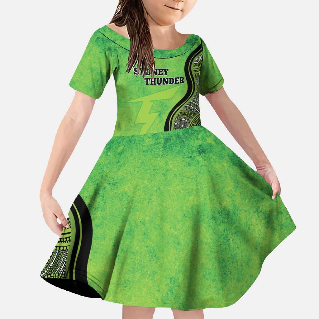 Custom Sydney Thunder Family Matching Off Shoulder Maxi Dress and Hawaiian Shirt Indigenous Art - Grunge Style