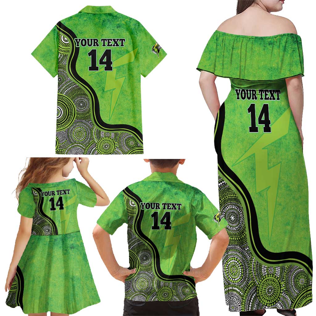 Custom Sydney Thunder Family Matching Off Shoulder Maxi Dress and Hawaiian Shirt Indigenous Art - Grunge Style