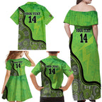 Custom Sydney Thunder Family Matching Off Shoulder Maxi Dress and Hawaiian Shirt Indigenous Art - Grunge Style