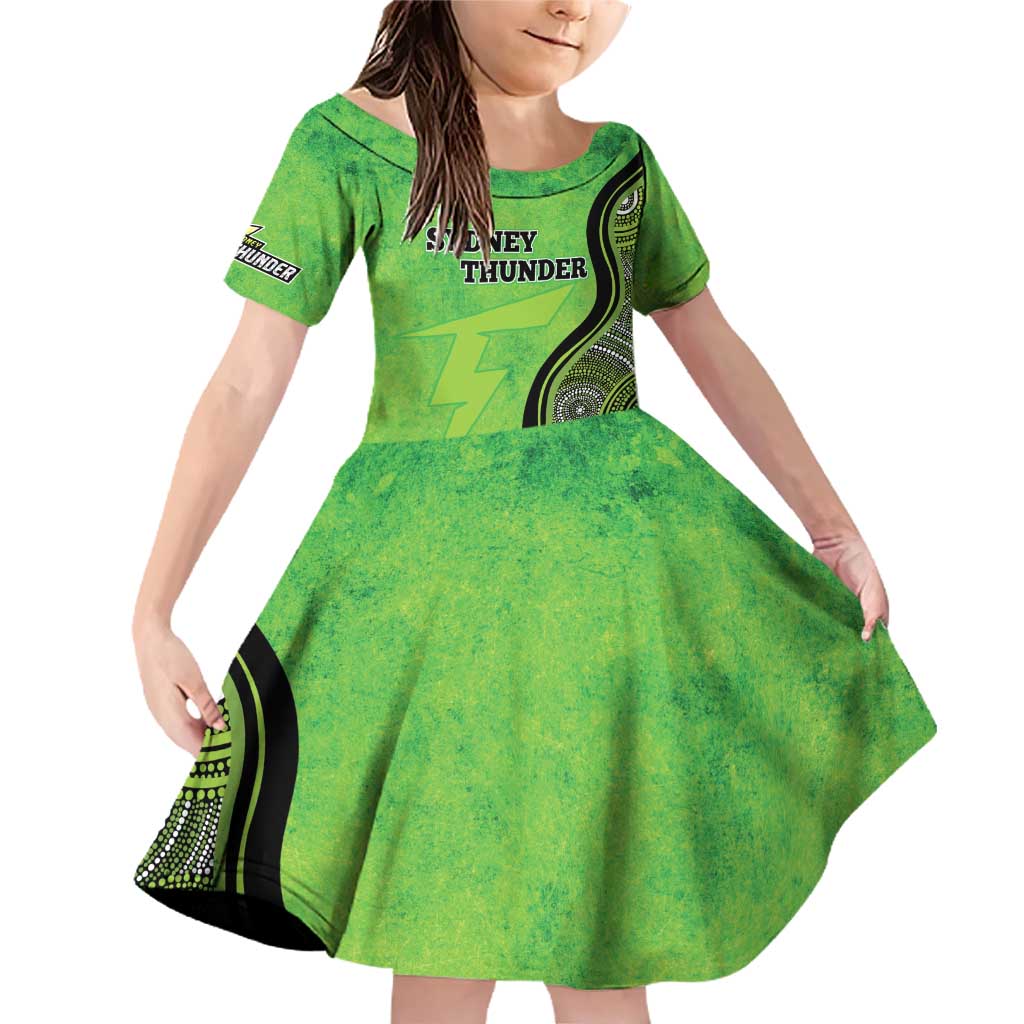 Custom Sydney Thunder Family Matching Off Shoulder Short Dress and Hawaiian Shirt Indigenous Art - Grunge Style