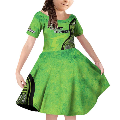 Custom Sydney Thunder Family Matching Off Shoulder Short Dress and Hawaiian Shirt Indigenous Art - Grunge Style