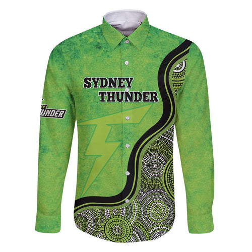 Custom Sydney Thunder Family Matching Off Shoulder Short Dress and Hawaiian Shirt Indigenous Art - Grunge Style
