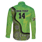Custom Sydney Thunder Family Matching Off Shoulder Short Dress and Hawaiian Shirt Indigenous Art - Grunge Style
