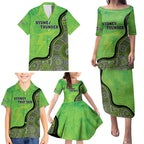 Custom Sydney Thunder Family Matching Puletasi and Hawaiian Shirt Indigenous Art - Grunge Style