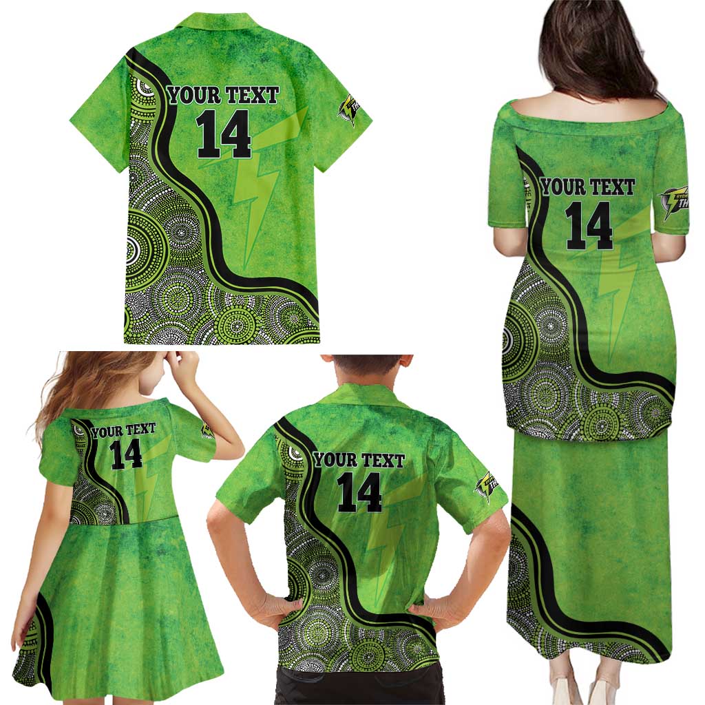 Custom Sydney Thunder Family Matching Puletasi and Hawaiian Shirt Indigenous Art - Grunge Style