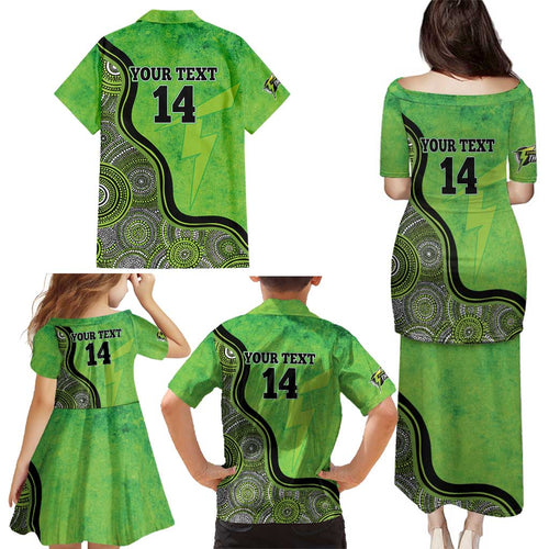 Custom Sydney Thunder Family Matching Puletasi and Hawaiian Shirt Indigenous Art - Grunge Style