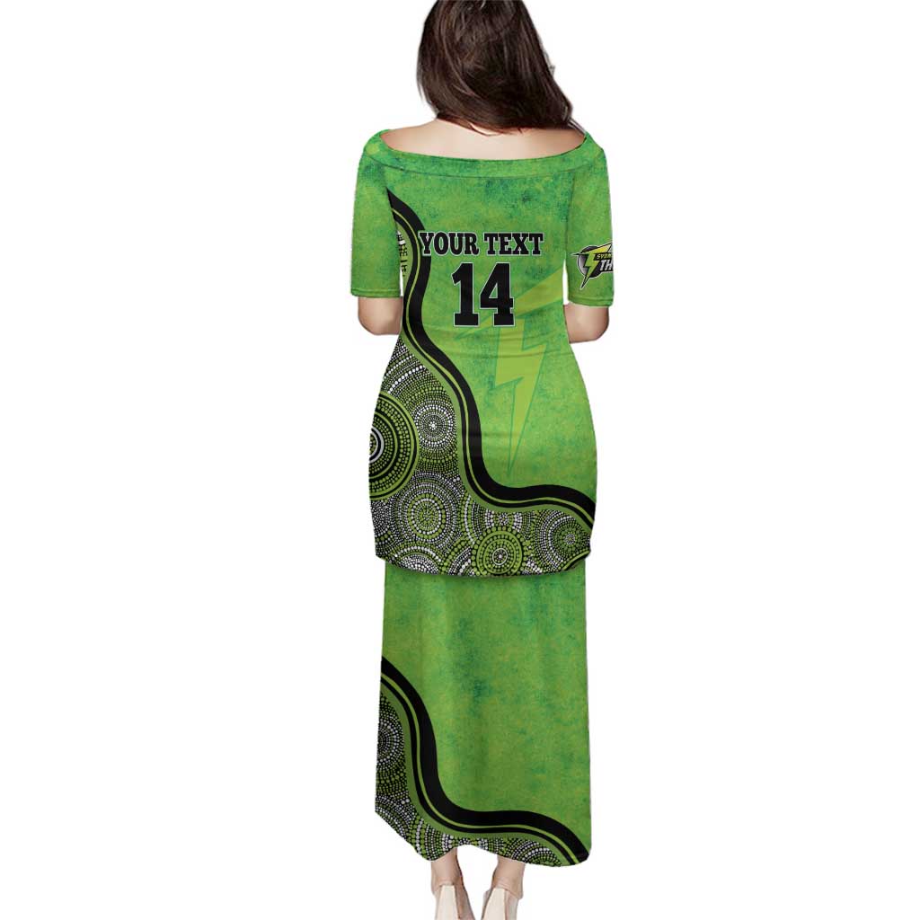 Custom Sydney Thunder Family Matching Puletasi and Hawaiian Shirt Indigenous Art - Grunge Style