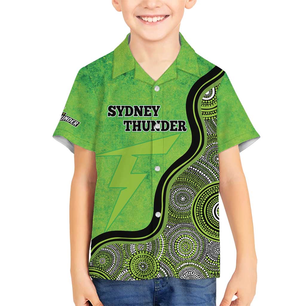Custom Sydney Thunder Family Matching Puletasi and Hawaiian Shirt Indigenous Art - Grunge Style