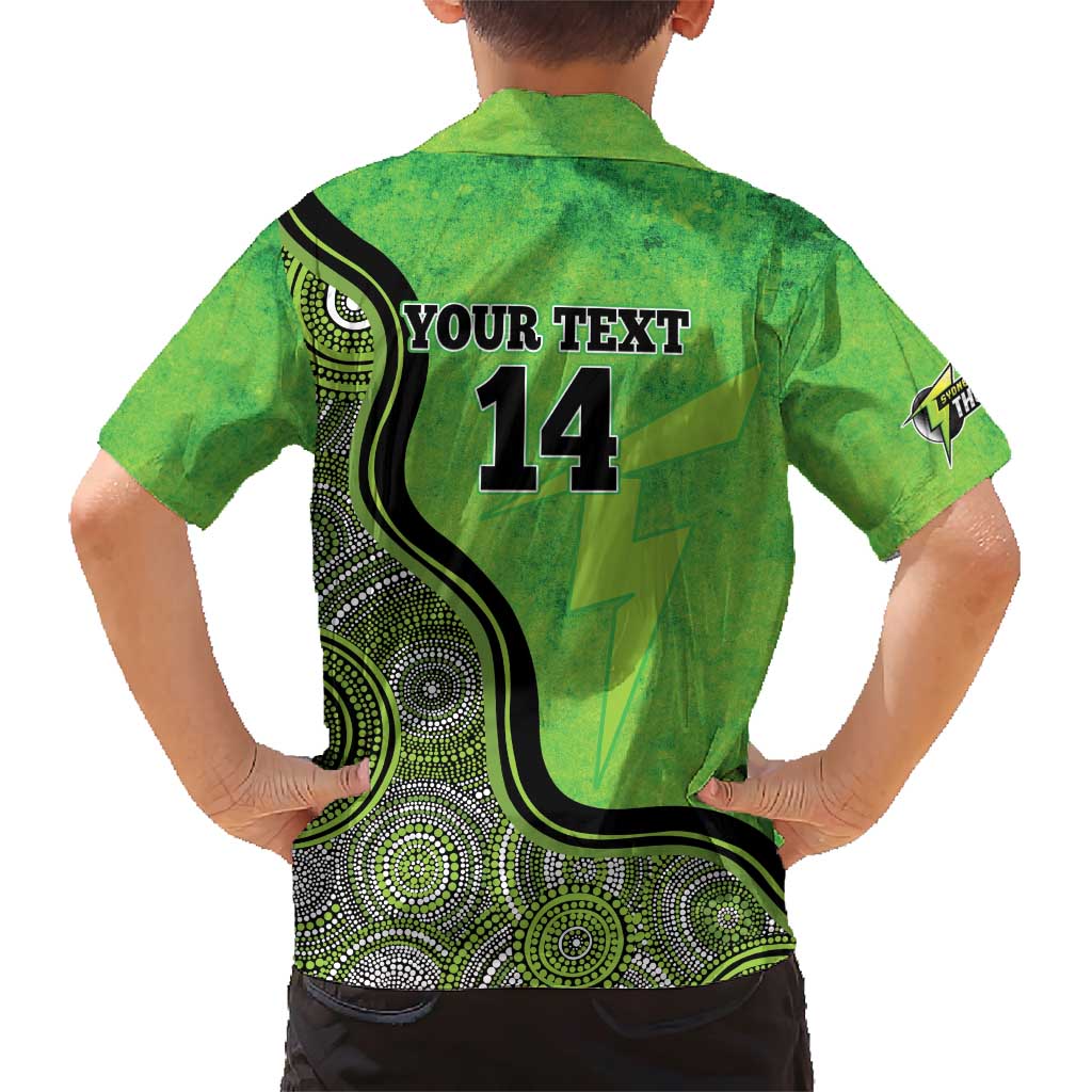 Custom Sydney Thunder Family Matching Short Sleeve Bodycon Dress and Hawaiian Shirt Indigenous Art - Grunge Style