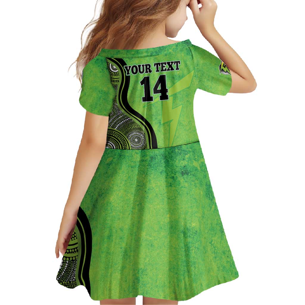 Custom Sydney Thunder Family Matching Short Sleeve Bodycon Dress and Hawaiian Shirt Indigenous Art - Grunge Style