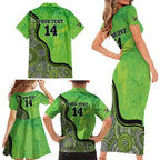 Custom Sydney Thunder Family Matching Short Sleeve Bodycon Dress and Hawaiian Shirt Indigenous Art - Grunge Style
