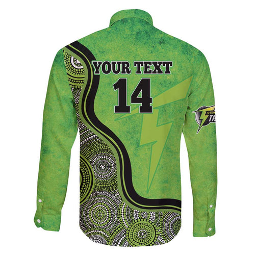 Custom Sydney Thunder Family Matching Short Sleeve Bodycon Dress and Hawaiian Shirt Indigenous Art - Grunge Style