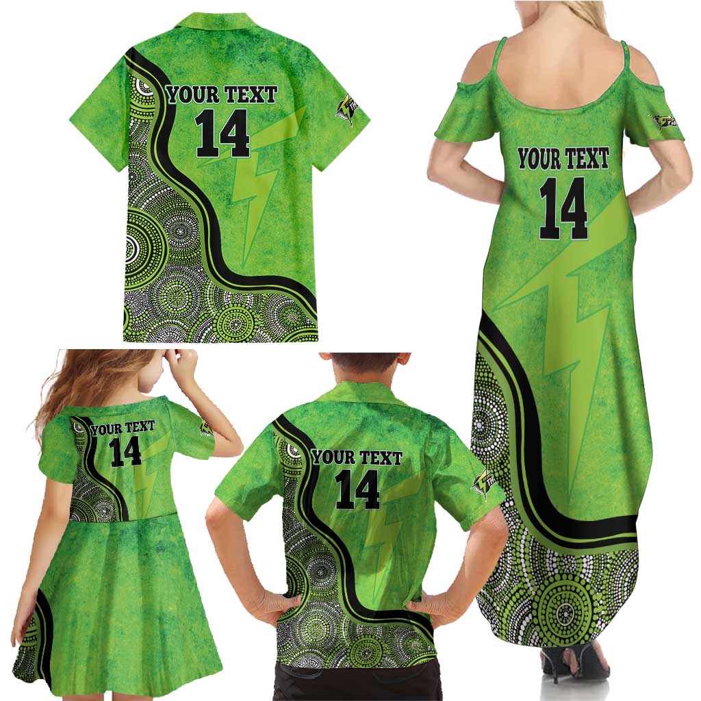 Custom Sydney Thunder Family Matching Summer Maxi Dress and Hawaiian Shirt Indigenous Art - Grunge Style