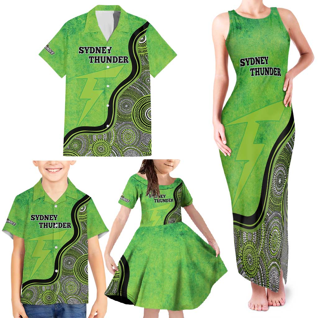 Custom Sydney Thunder Family Matching Tank Maxi Dress and Hawaiian Shirt Indigenous Art - Grunge Style