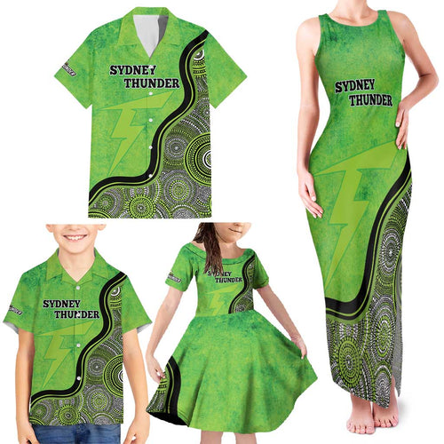 Custom Sydney Thunder Family Matching Tank Maxi Dress and Hawaiian Shirt Indigenous Art - Grunge Style