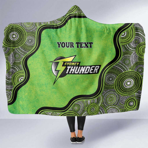 Custom Sydney Thunder Hooded Blanket Indigenous Art - Grunge Style