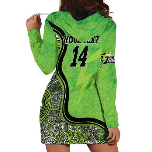 Custom Sydney Thunder Hoodie Dress Indigenous Art - Grunge Style