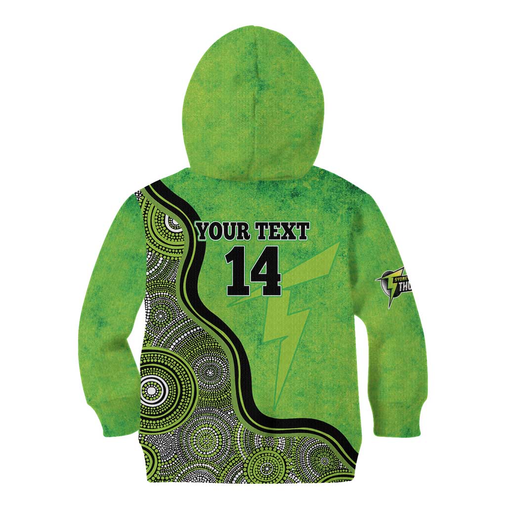 Custom Sydney Thunder Kid Hoodie Indigenous Art - Grunge Style
