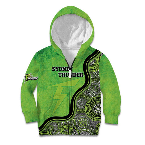Custom Sydney Thunder Kid Hoodie Indigenous Art - Grunge Style