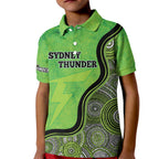 Custom Sydney Thunder Kid Polo Shirt Indigenous Art - Grunge Style