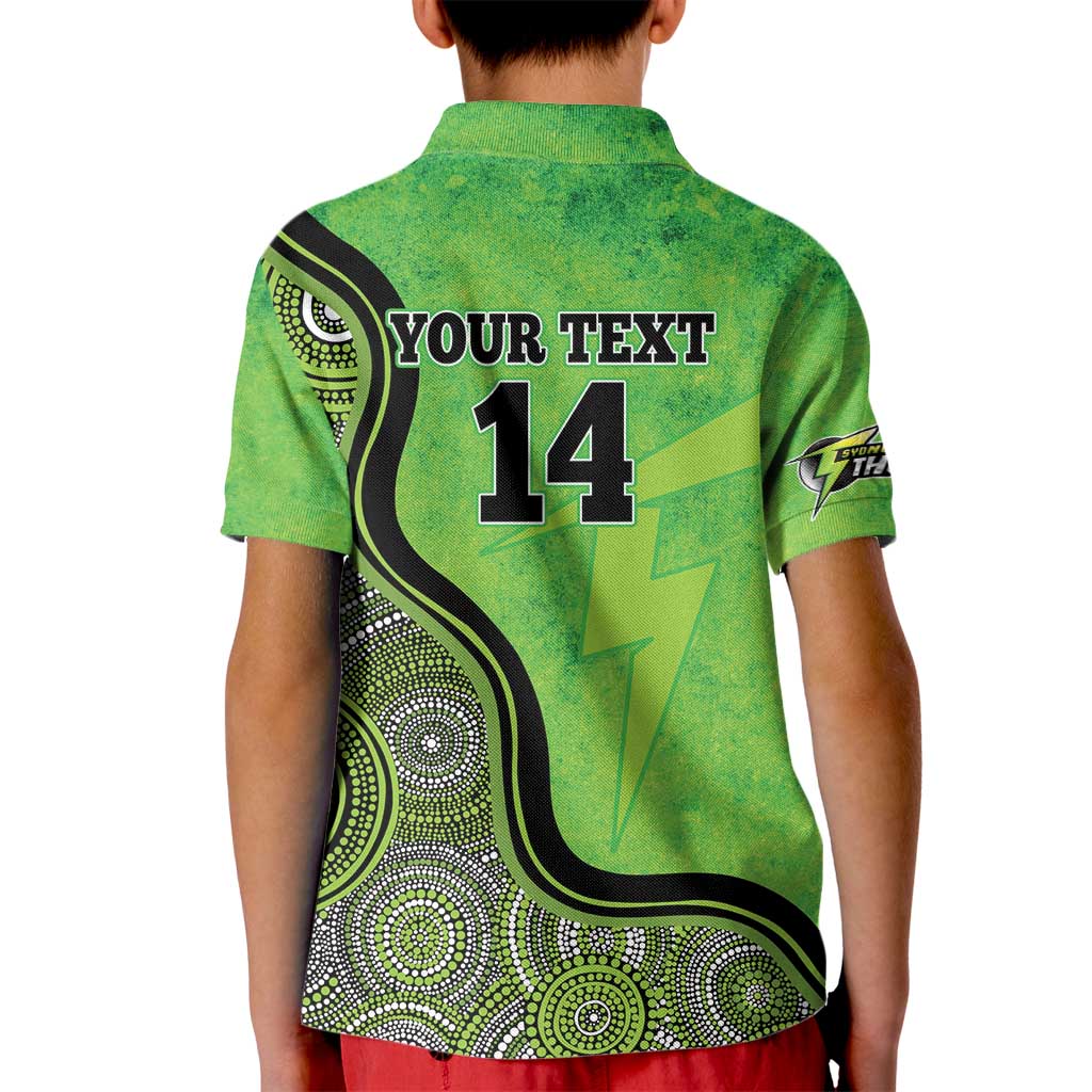 Custom Sydney Thunder Kid Polo Shirt Indigenous Art - Grunge Style