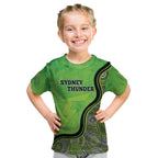 Custom Sydney Thunder Kid T Shirt Indigenous Art - Grunge Style