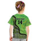 Custom Sydney Thunder Kid T Shirt Indigenous Art - Grunge Style
