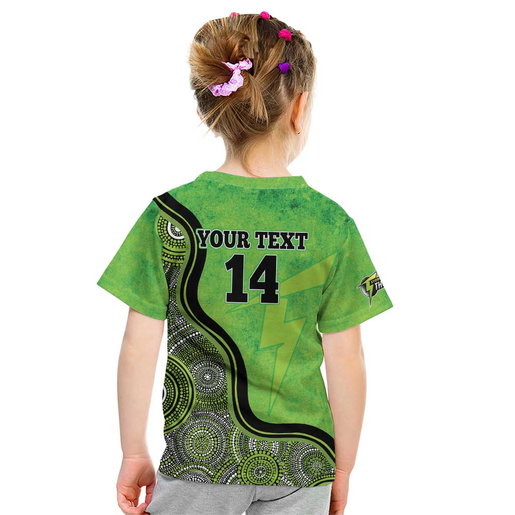 Custom Sydney Thunder Kid T Shirt Indigenous Art - Grunge Style