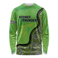 Custom Sydney Thunder Long Sleeve Shirt Indigenous Art - Grunge Style
