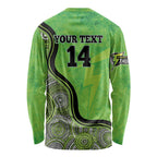 Custom Sydney Thunder Long Sleeve Shirt Indigenous Art - Grunge Style