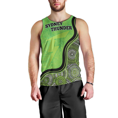 Custom Sydney Thunder Men Tank Top Indigenous Art - Grunge Style