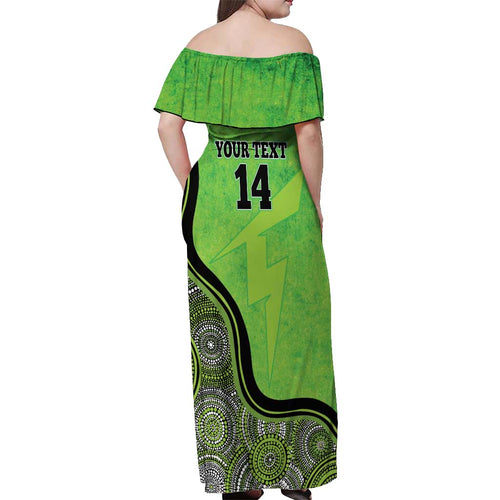 Custom Sydney Thunder Off Shoulder Maxi Dress Indigenous Art - Grunge Style