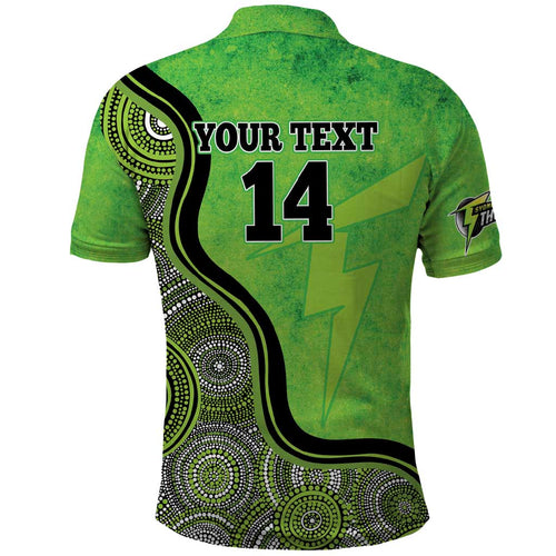 Custom Sydney Thunder Polo Shirt Indigenous Art - Grunge Style