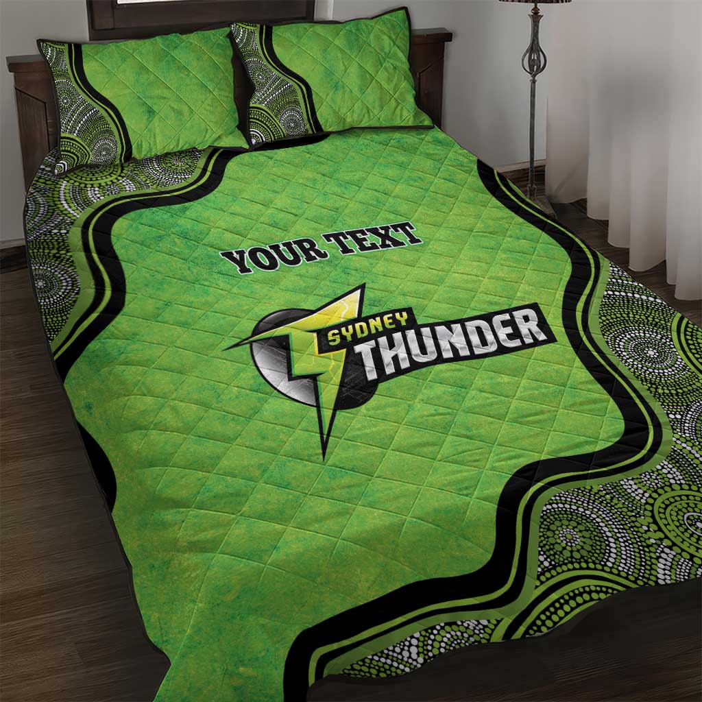 Custom Sydney Thunder Quilt Bed Set Indigenous Art - Grunge Style