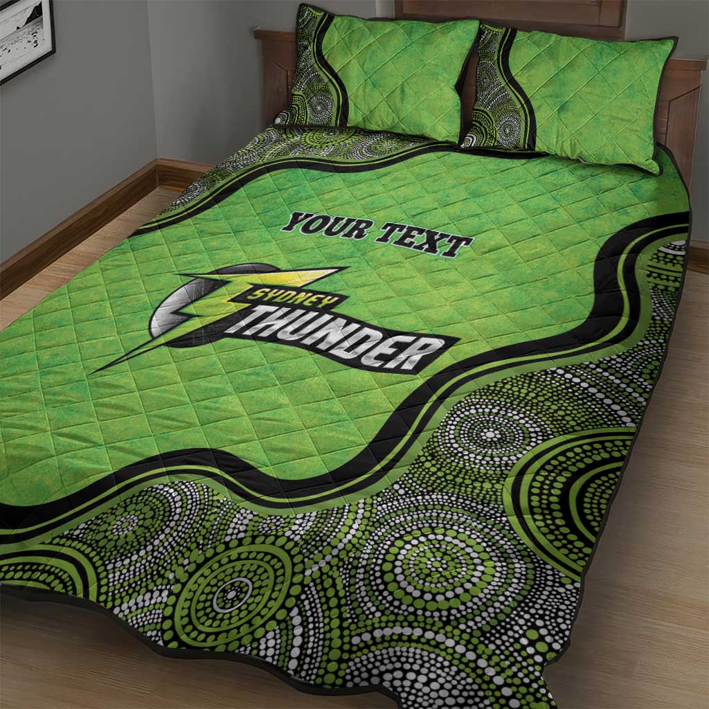 Custom Sydney Thunder Quilt Bed Set Indigenous Art - Grunge Style