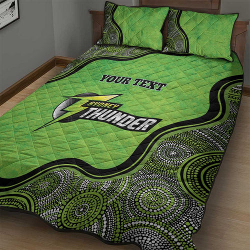 Custom Sydney Thunder Quilt Bed Set Indigenous Art - Grunge Style