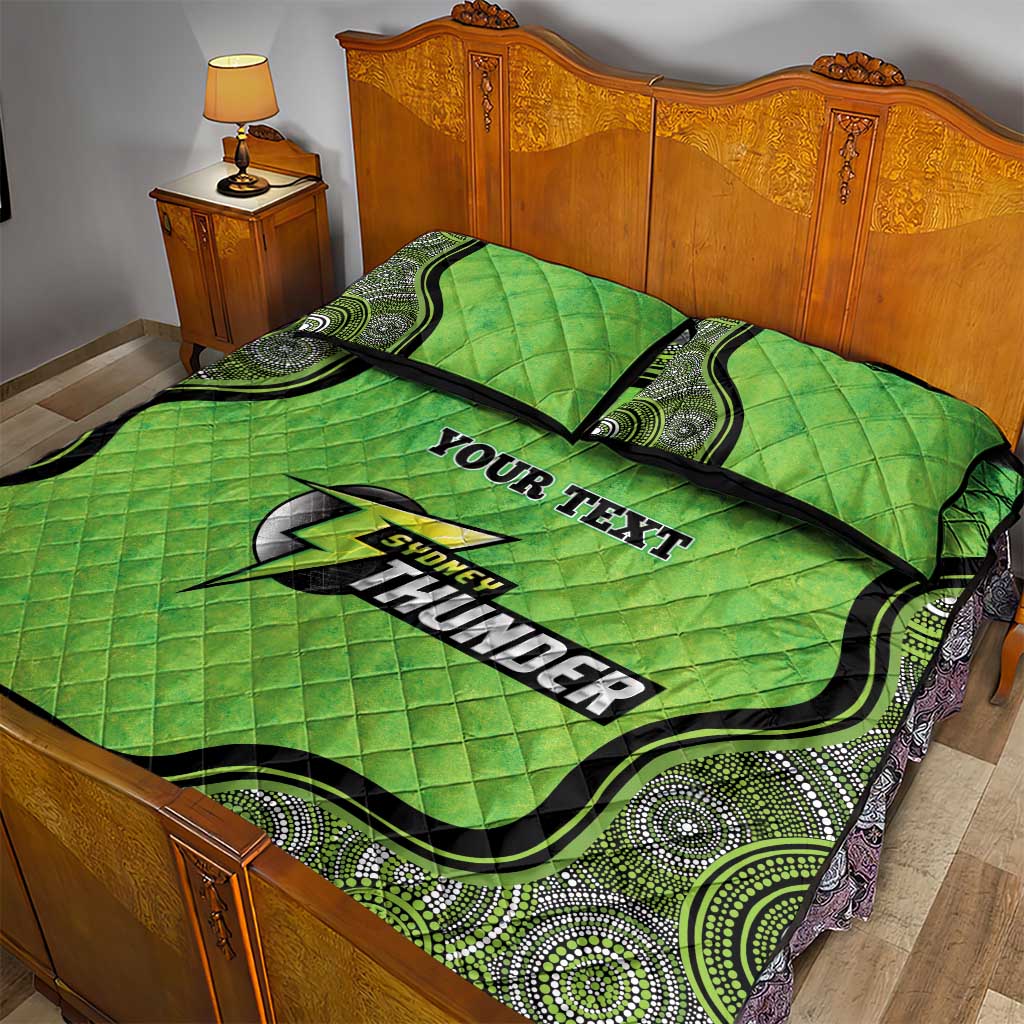 Custom Sydney Thunder Quilt Bed Set Indigenous Art - Grunge Style