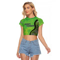Custom Sydney Thunder Raglan Cropped T Shirt Indigenous Art - Grunge Style