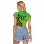 Custom Sydney Thunder Raglan Cropped T Shirt Indigenous Art - Grunge Style