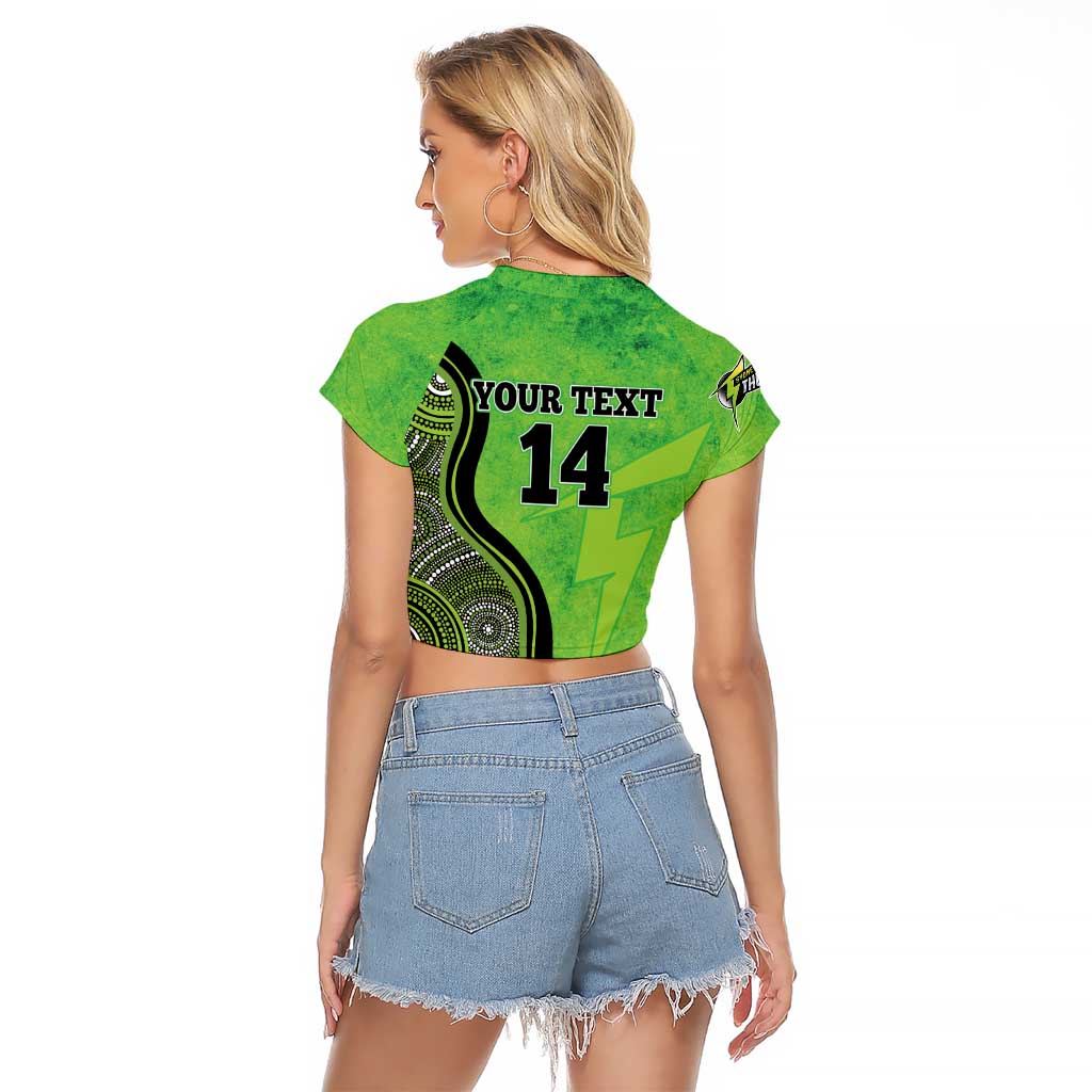Custom Sydney Thunder Raglan Cropped T Shirt Indigenous Art - Grunge Style