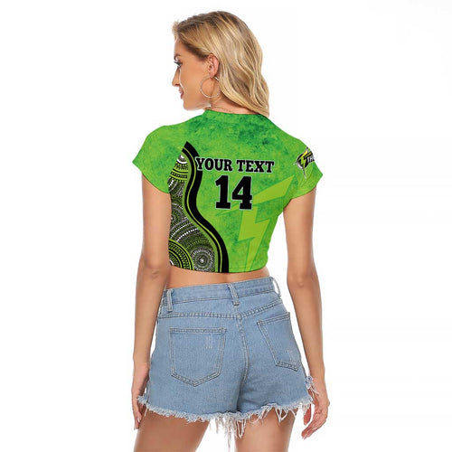 Custom Sydney Thunder Raglan Cropped T Shirt Indigenous Art - Grunge Style