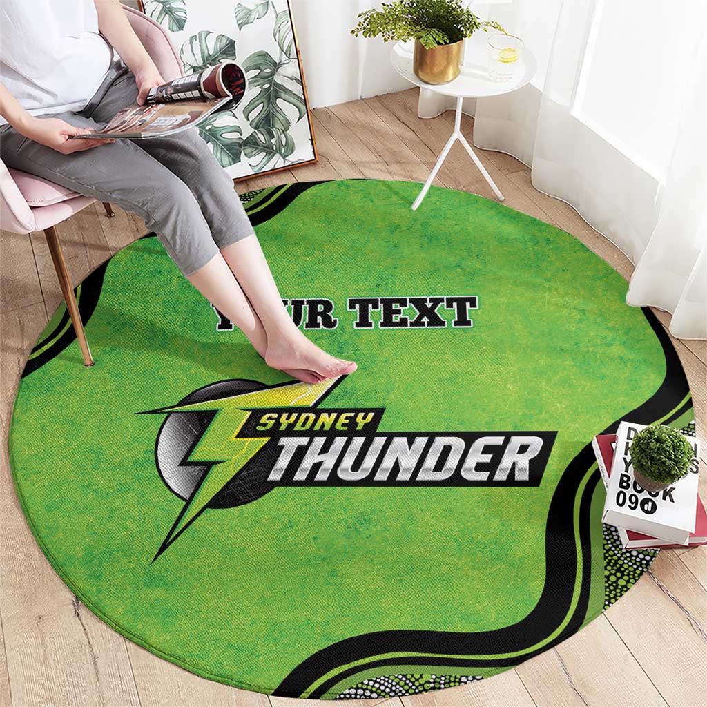 Custom Sydney Thunder Round Carpet Indigenous Art - Grunge Style