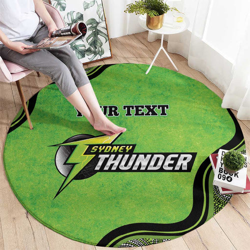 Custom Sydney Thunder Round Carpet Indigenous Art - Grunge Style