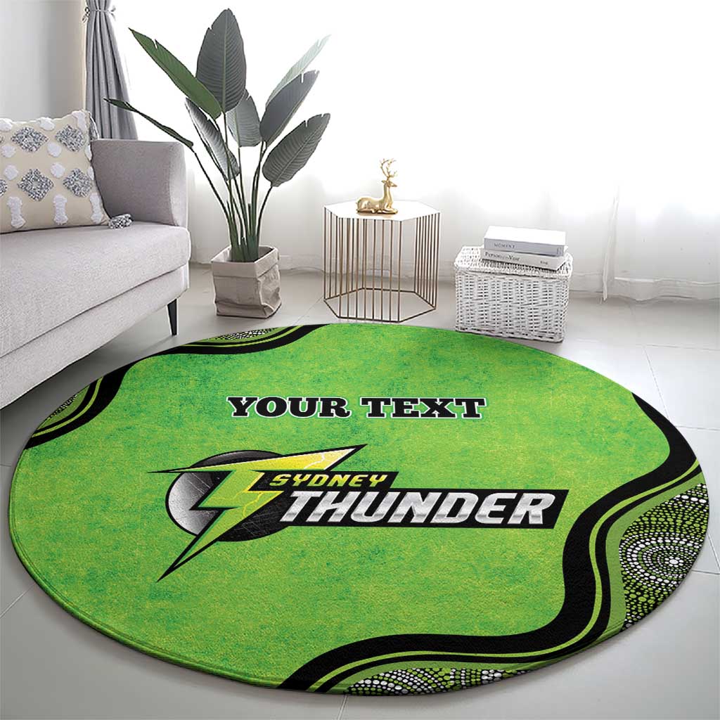 Custom Sydney Thunder Round Carpet Indigenous Art - Grunge Style