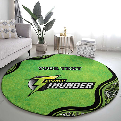 Custom Sydney Thunder Round Carpet Indigenous Art - Grunge Style